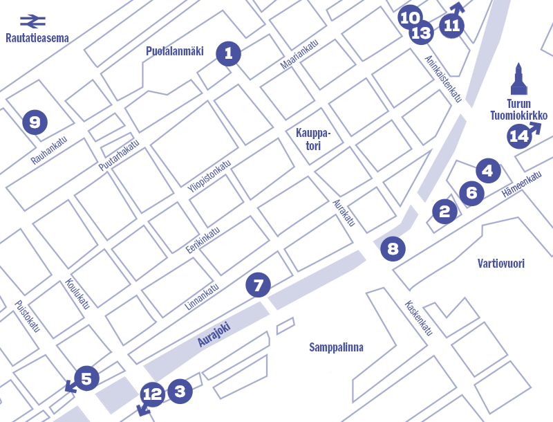 Map of museums and galleries in Turku